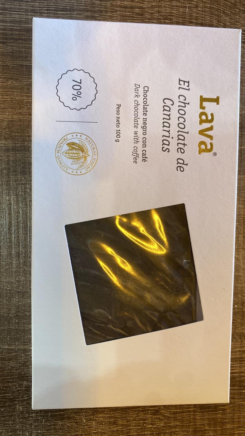 Lava Dark Chocolate with Coffee 70% — Premium 70% mørk chokolade fra De Kanariske Øer tilsat kaffe, kombinerin — fås hos Brunchi.shop, Marina Rubicon, Playa Blanca