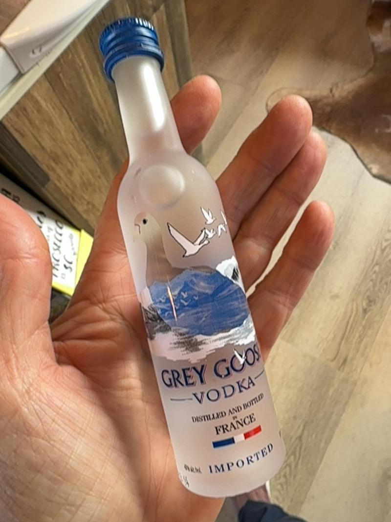 Grey Goose Mini — premium spirit — available at Brunchi.shop, Marina Rubicon, Playa Blanca