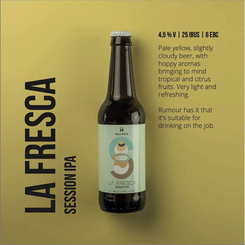 Malpeis La Fresca Session IPA — €4.50 at Brunchi.shop, Playa Blanca Malpeis La Fresca Session IPA 4.5% Lanzarote craft beer, sold at Brunchi.shop Playa Blanca